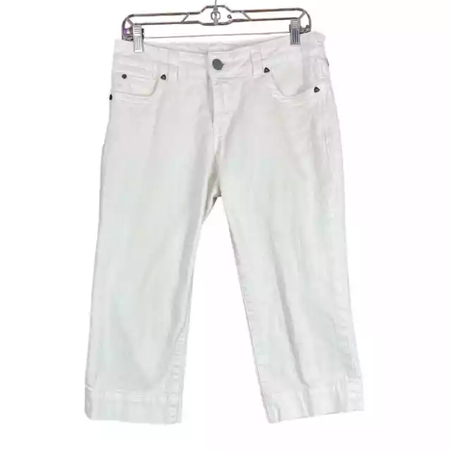 Kut From The Kloth Womens Jeans White Capris Cropped Mid Rise Stretch 8