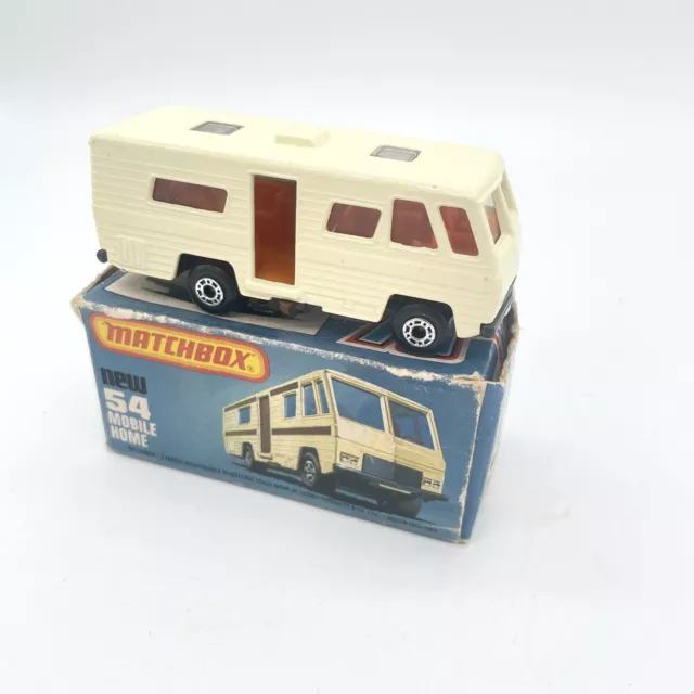 Vintage Matchbox 54 Mobile Home 75 Series Diecast Car Superfast Boxed camper van