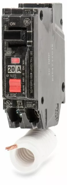 GE 20 amp plug in ground fault single 1 pole gfi gfci circuit breaker