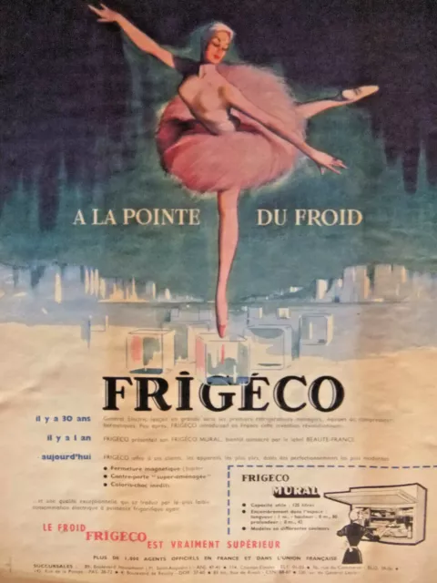 Publicité De Presse 1958 Frigeco Mural À La Pointe Du Froid - Advertising
