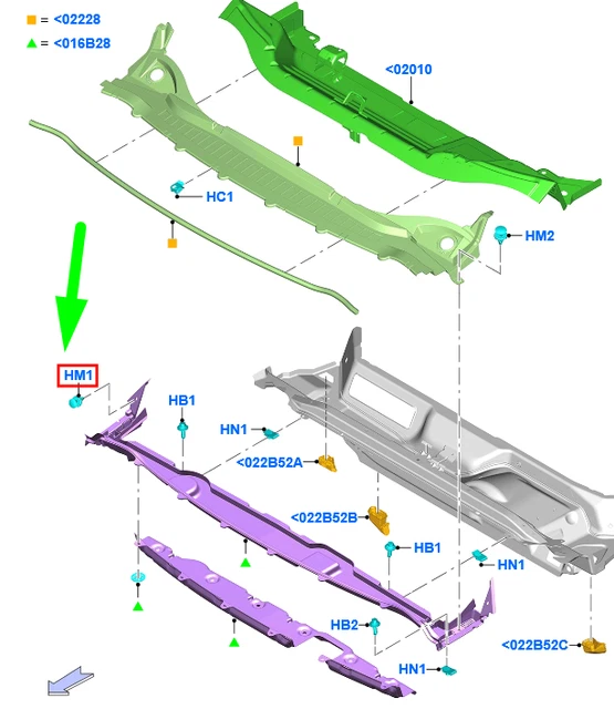 FORD EDGE MK2 Vorderer Querträger Verlängerungsverkleidung Pin 4855809 ...