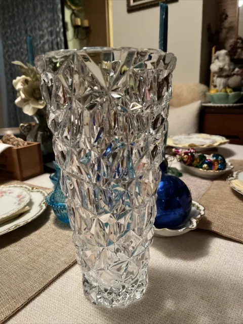 Vintage Teleflora Crystal Glass Large  Vase 10 "