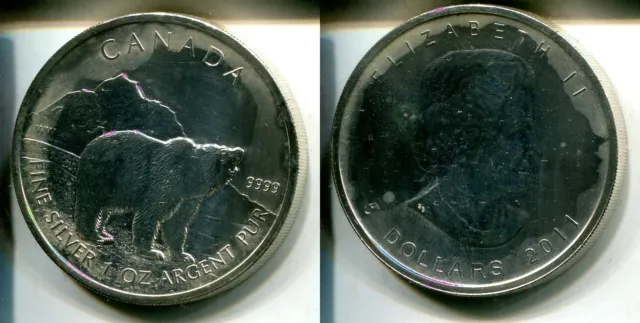 KANADA CANADA 2011 - 5 Dollars in Silber (1 Unze), stgl. - GRIZZLY BÄR