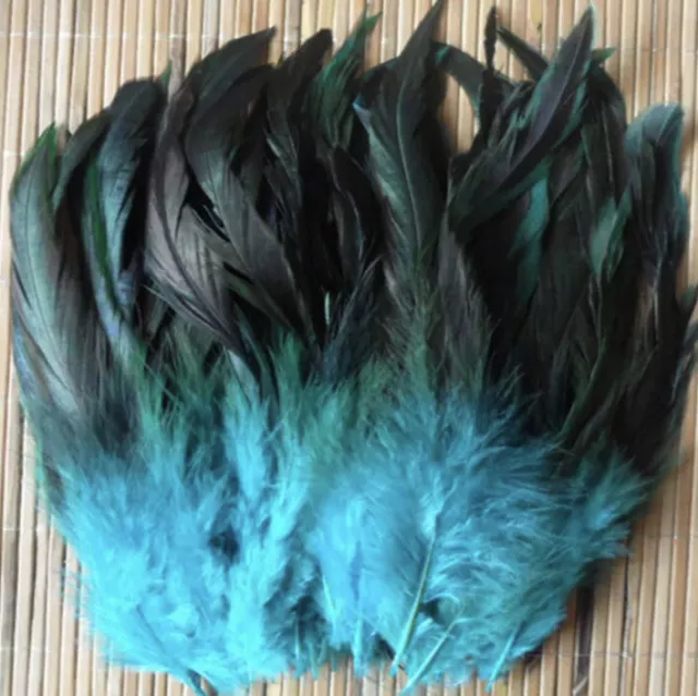 BULK 50pcs Aqua Blue Bronze Rooster Feathers 12-20cm DIY Craft Dream Catcher