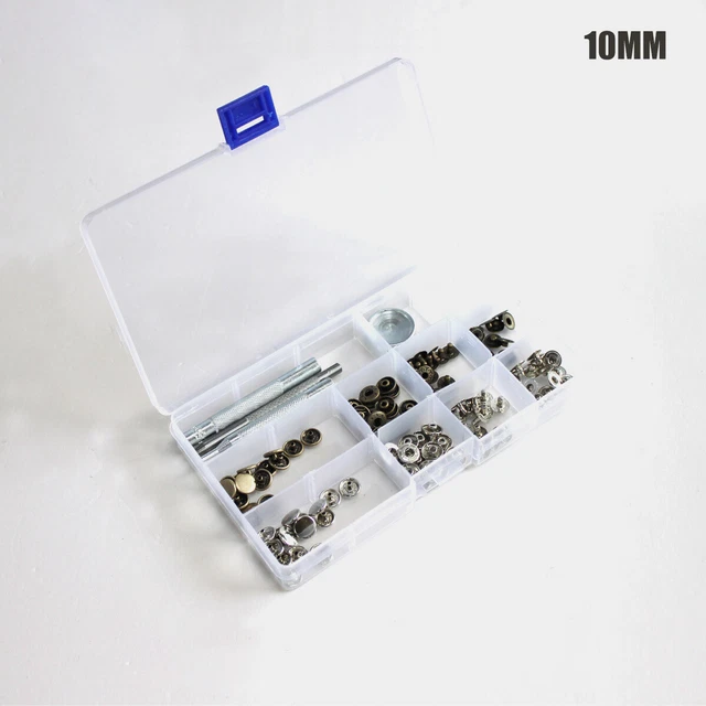 30 SET HEAVY Duty Snap Fasteners 10/12/15/17mm Press Studs Kit Buttons ...