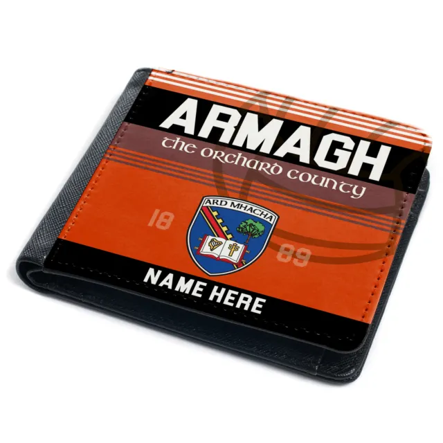Personalised Armagh Wallet GAA Football Gaelic Hurling Bi Fold Coin Gift GNW01