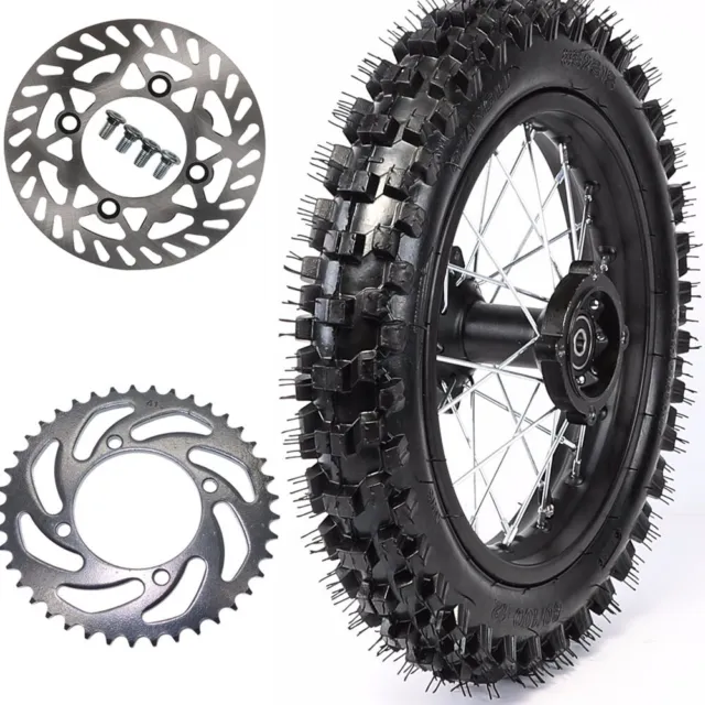 12mm 80/100-12 Rear Wheel Tyre Rim Sprocket Rotor Pit Dirt Bike CRF70 110cc 125