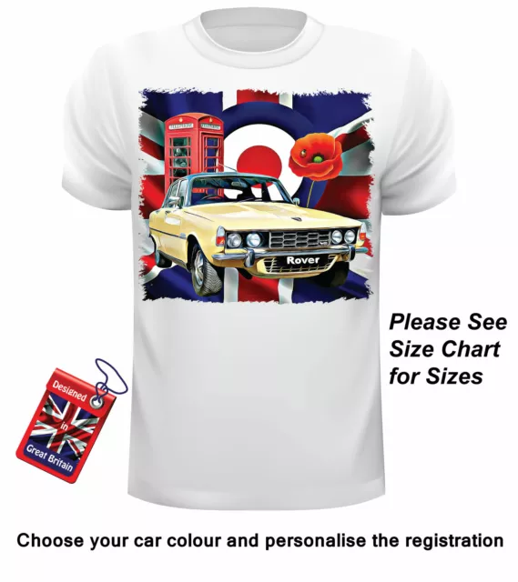 Car Art Classic Rover P6 T Shirt Can Be Personalised Unofficial