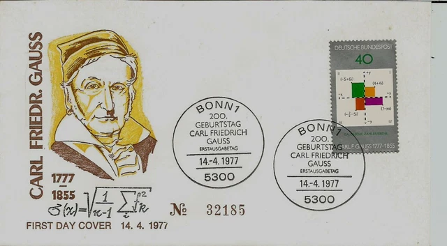 BRD FDC MiNr 928 (4S) "200. Geburtstag von Carl Friedrich Gauß" -Mathematiker-