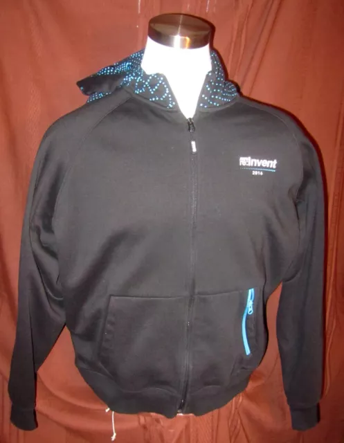 Amazon AWS 2016 Re:Invent Mens Hooded Track Jacket, Black, Size L, EUC