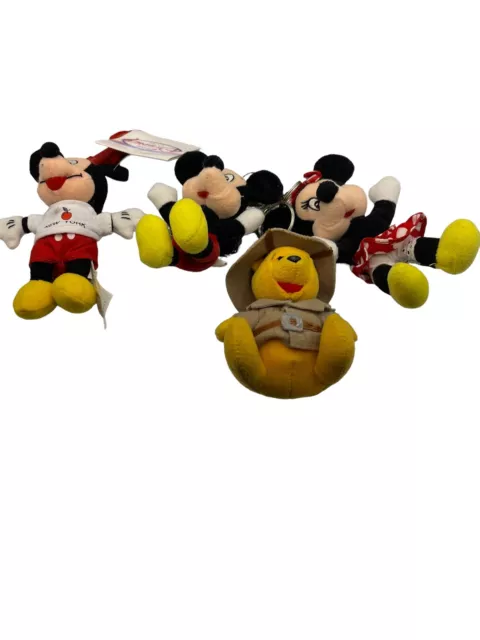 Disney Plush  4 Keychain Mickey Mouse Minnie Mouse Winnie the Pooh Gift Idea.