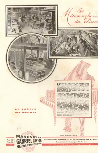 Paris Pianos Gabriel Gaveau Publicite 1929