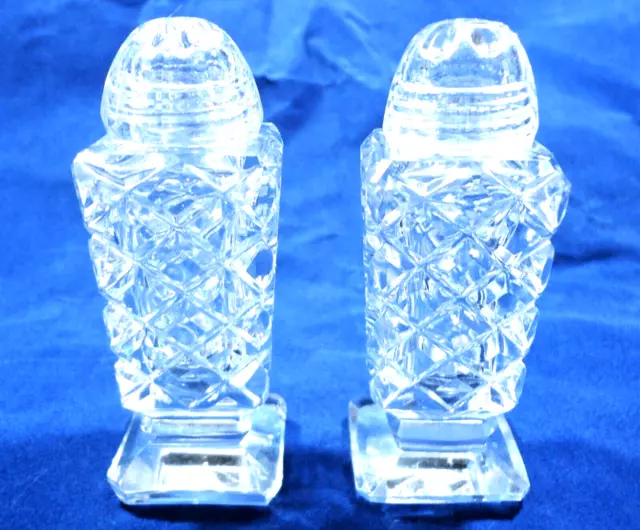 Vintage Cut Glass Salt & Pepper Shakers Aus Stock