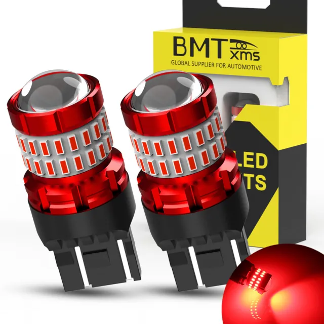7443 7444 7440 LED Red Brake Stop Tail Parking Light Bulbs Bright 2800LM CANBUS