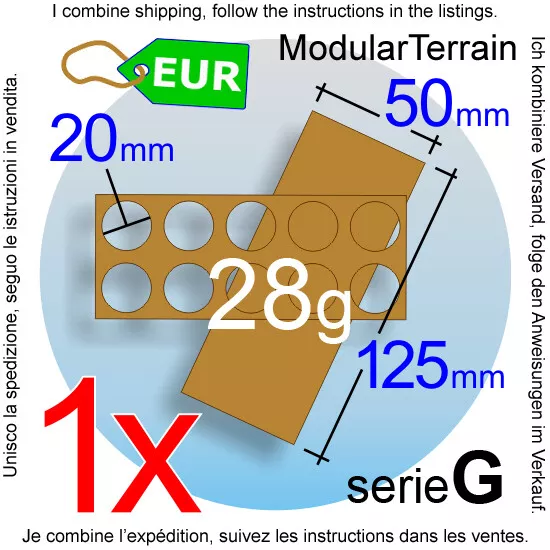 1x Movement Tray 5x2 (G 5mm) 20mm Round Base Bandeja De Movimiento War Hammer