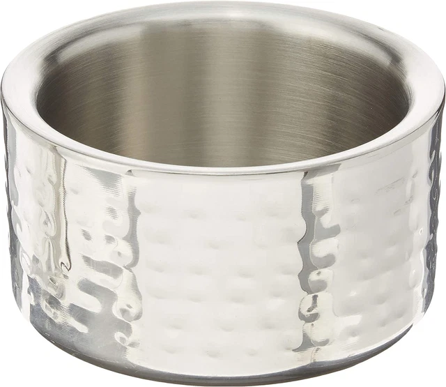 Double Wall Wine Coaster, Satin Finish, Hammered, 5" Diameter, Silver