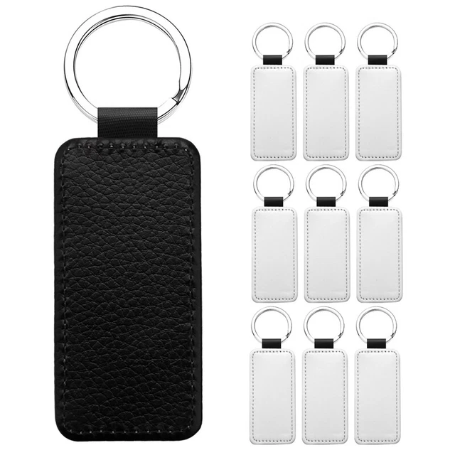 10Pcs Leather Keychain Blank Rectangle Keychain Sublimation Heat Transfer K K9B7