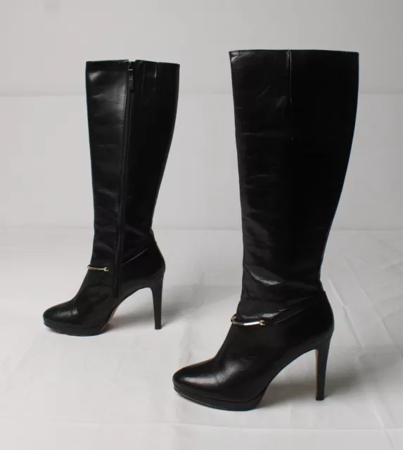 Nine West Women's Pearson Leather Knee High Boots LV5 Black Size US:9M