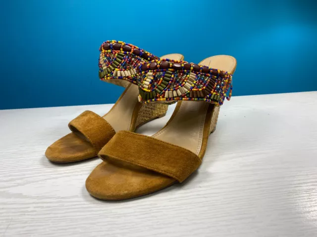 Nine West Sweet Rosey Multi-Color Beaded Wedges Women's Size 9.5M