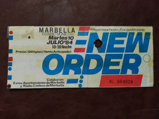 Alte Konzert-Karte / Ticket: NEW ORDER vom 10.07.1984 Marbella Spanien