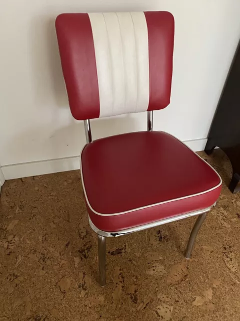 1 US 1950 Retro Vintage Style Diner Restaurant Kitchen Furniture Chair Red/White
