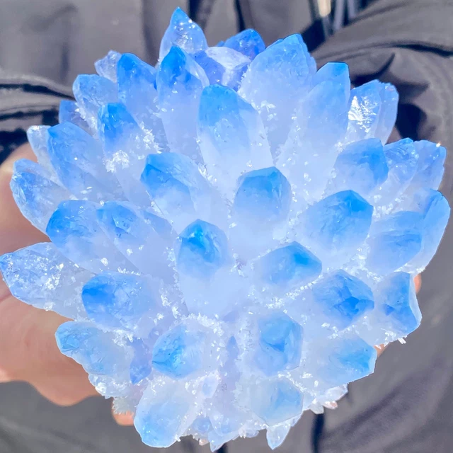 1.23LB  New Find Blue Phantom Quartz Crystal Cluster Mineral Specimen Healing. 3