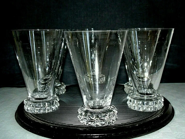 ST LOUIS DIAMANTS 6 VERRES A VIN CRISTAL ART DECO - 7,8 cm