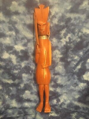 Vintage Kenya Teak Wood Hand Carved Folk Art Sculpture Figurine African Tribal