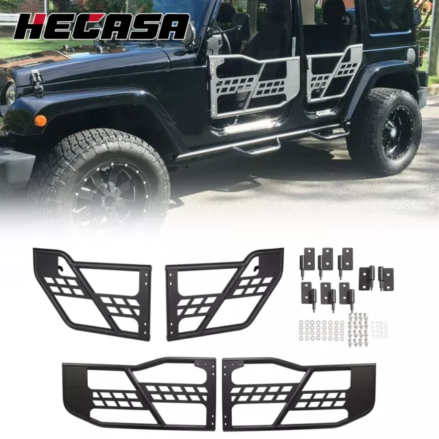 For 07-18 Jeep Wrangler JK Textured 4 Door Safari Steel Tubular Doors Tube LH RH