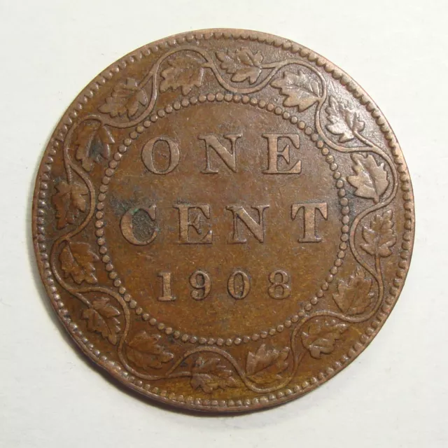 1908 Canada One 1 Cent Edward Vii Large Penny Coin