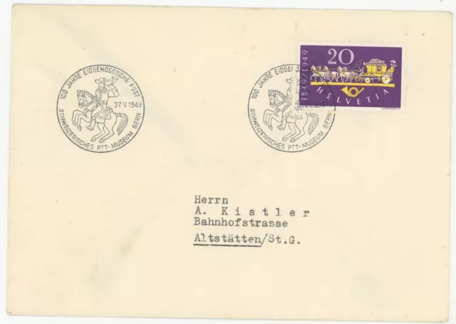 Schweiz Brief Bern Altstätten 1949 SST