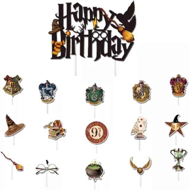 Decorazioni Topper Glitter per Torta Compleanno Bambini Tema Mago Harry Potter