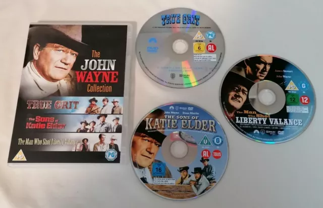 DVD - John Wayne True Grit / Kate Elder / Liberty Valance 3 Disc Set PAL UK R2