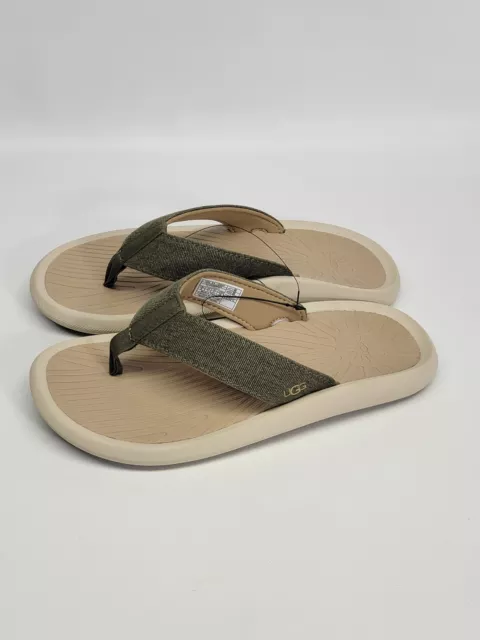 UGG Men's Brookside II Canvas Flip Flop  Burnt Olive/Taupe Canvas NWT Size US 8