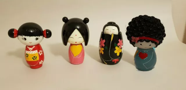 4.5" & 5" Wooden Handpainted Kokeshi Dolls - Many Colours - Japanese Folk Craft