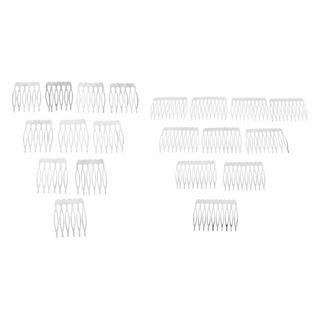 20 Stück Silber Ton Blank Haar Kamm Clips Seiten kämme Schmuck Making