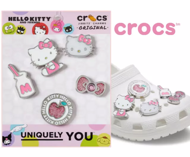 CROCS Jibbitz Hello Kitty Metal 5-Pack Shoe Charms Crocs Genuine + Track