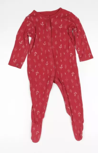 TU Girls Red Geometric Cotton Babygrow One-Piece Size 12-18 Months Snap - Sleeps