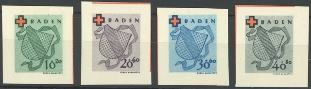BADEN 1949, Rotes Kreuz, ungez., Prachtsatz, Mi. 80.-
