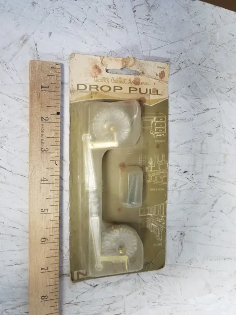 Vintage NOS White Gold V92-GD DRAWER Pull Drop Pull Cabinet Handle National Lock