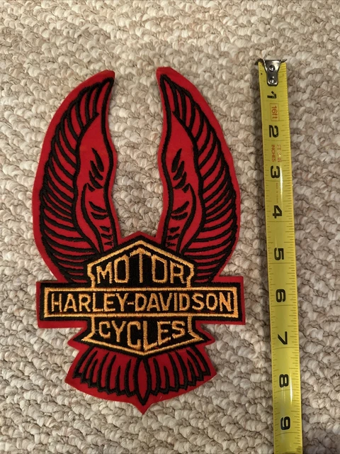 VTG HARLEY DAVIDSON RETRO Patch Red Up Wing Long Bar Shield 8