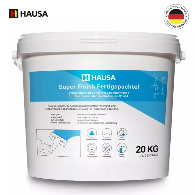 Super Finish Fertigspachtel 20kg Spachtel Masse Gips Fugen Flächen Q1-Q4 Hausa