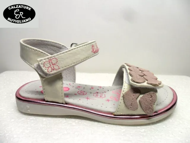 LULU' art. LT040010S  SCARPE BAMBINA MODELLO SANDALI CON CUORI IN VERNICE BIANCO 2