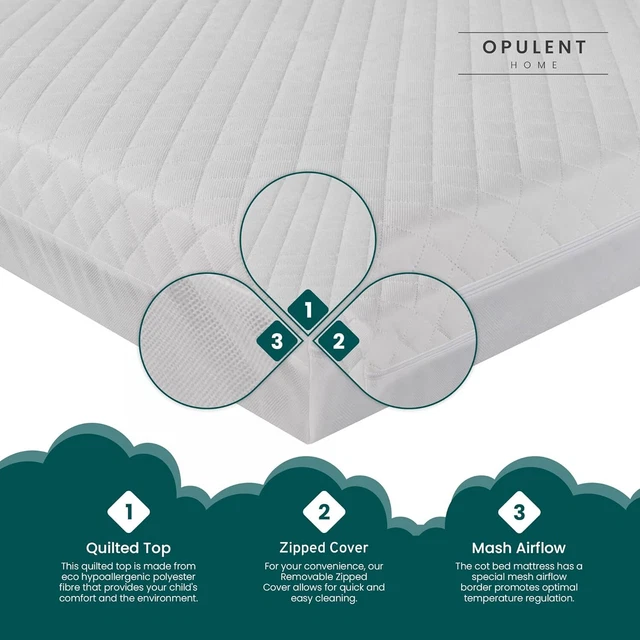 BABY TODDLER COT Bed Waterproof Mattress Quilted Zipped Cover £38.99