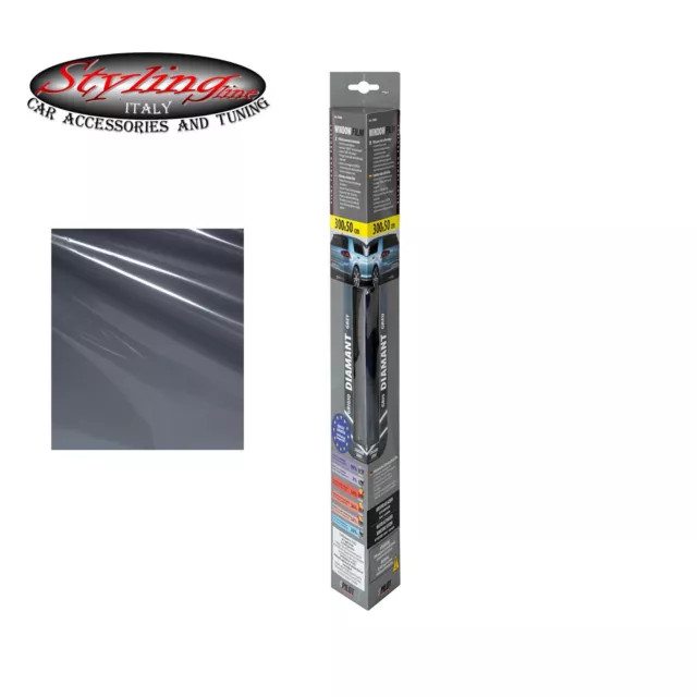 PELLICOLA ATERMICA OSCURANTE VETRI AUTO WINDOW FILM LAMPA GRIGIO DIAMANT 300x50