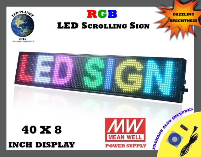 40"x8" Semi Outdoor WIFI APP LED Scrolling & Programmable Sign - RGB Display