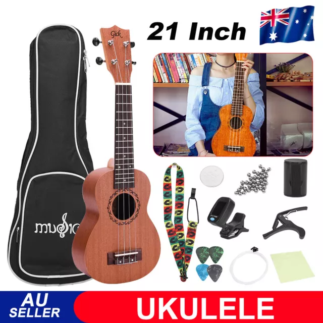 21 inch Ukulele Soprano Mahogany Ukelele Hawaii Guitar Carry Bag Tuner Beginner