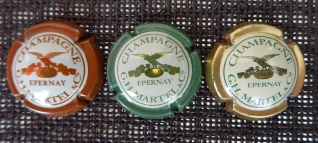 Capsules Champagne, G. H. Martel, Lot De 3 Différentes