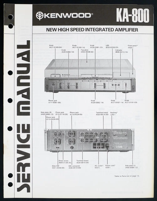 ORIGINAL KENWOOD KA800 Stereo Amplifier ServiceManual/Diagram/Parts