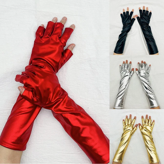 Gants Extra Longs En Simili Cuir Brillant Pour Les Styles Et
